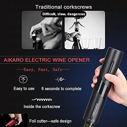 AIKARO - Electric Wine Bottle Opener Automatic Electronic Corkscrew