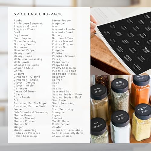 Modern Style Round Black Spice Labels Stickers Preprinted Waterproof