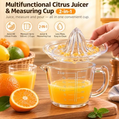 Glass Manual Lemon Squeezer, 2 Cup/500ML