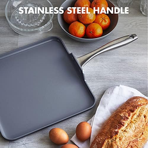 GreenPan Lima Hard Anodized 11” Square Griddle Pan, Ceramic Nonstick