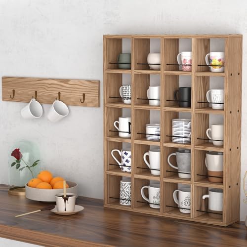 Wooden Coffee Mug Display Rack, Wall Mounted Coffee Cup Holder