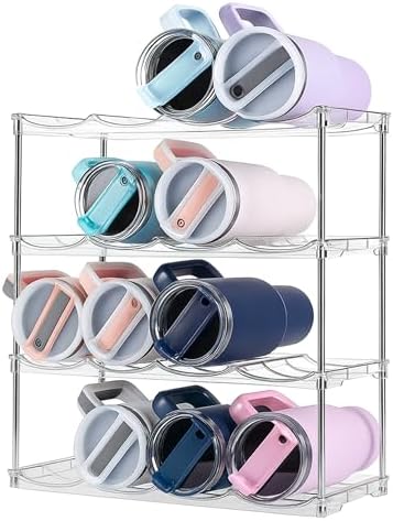 Water Bottle Organizer Stackable 4 Tier Rack for 32oz - 40oz Water