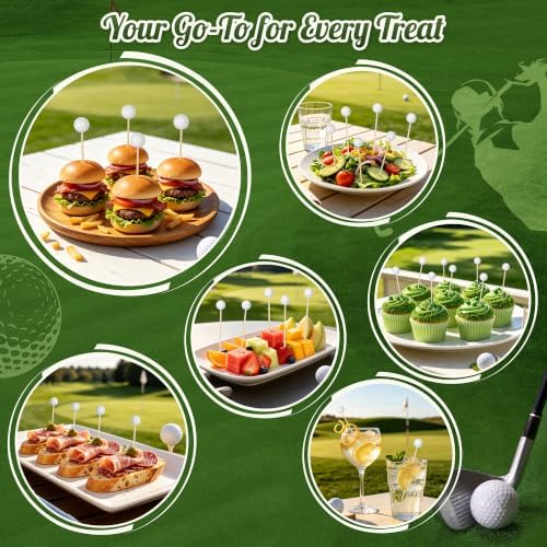 100 Golf Ball Cocktail Picks, 4.9 in Fancy Toothpicks for Appetizers