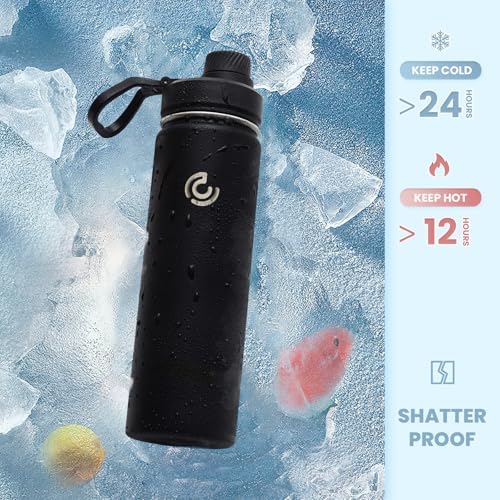 Sports Water Bottle 22oz, Insulated Water Bottle with Handle,Stainless