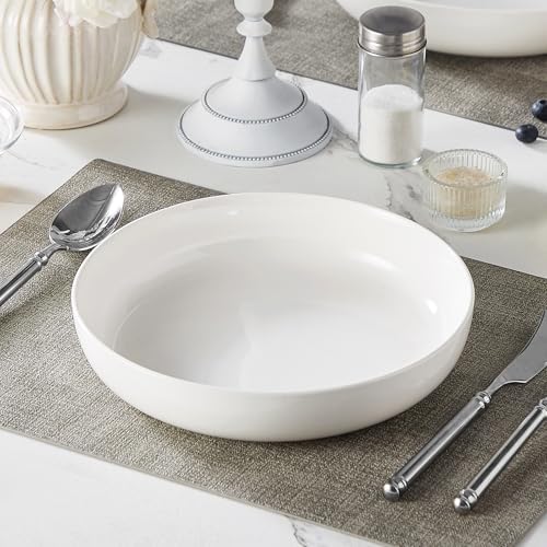 MALACASA 48 Oz Pasta Bowls Set of 4, Ceramic Salad Bowls, White
