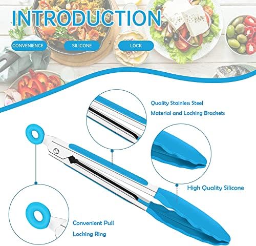 7 Inch Silicone Tongs Set, 5 Pieces
