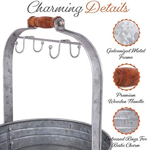 Autumn Alley Rustic Farmhouse Galvanized Coffee Mug Rack Organizer for