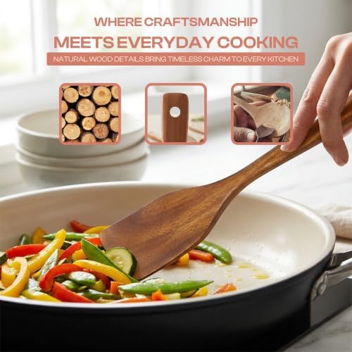 SAVVYDIVAH Wooden Kitchen Utensil Set – Non Toxic Mahogany Wooden