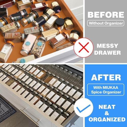 Clear Acrylic Spice Drawer Organizer,Seasoning Jars Drawers