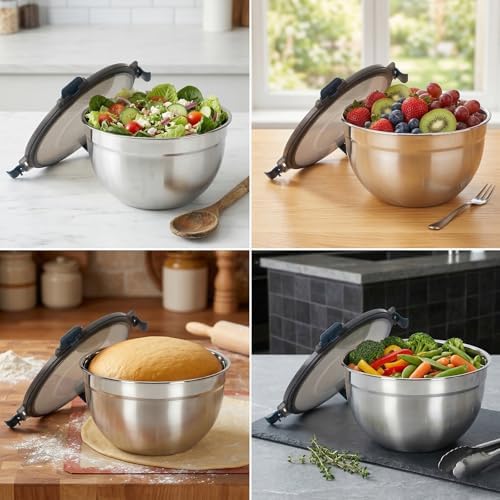 Stainless Steel Salad Chopper Bowl with Lid, 135 oz Large Salad Bowl