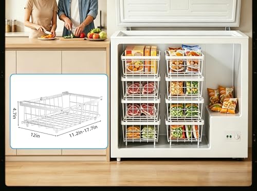 2 Pack Expandable Freezer Organizer Bins, Stackable Chest Freezer