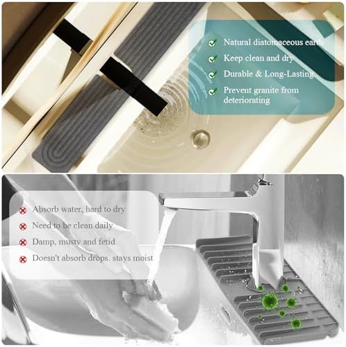 Diatomite Stone Faucet Mat for Kitchen Sink, 23.6 Inch Fast Drying