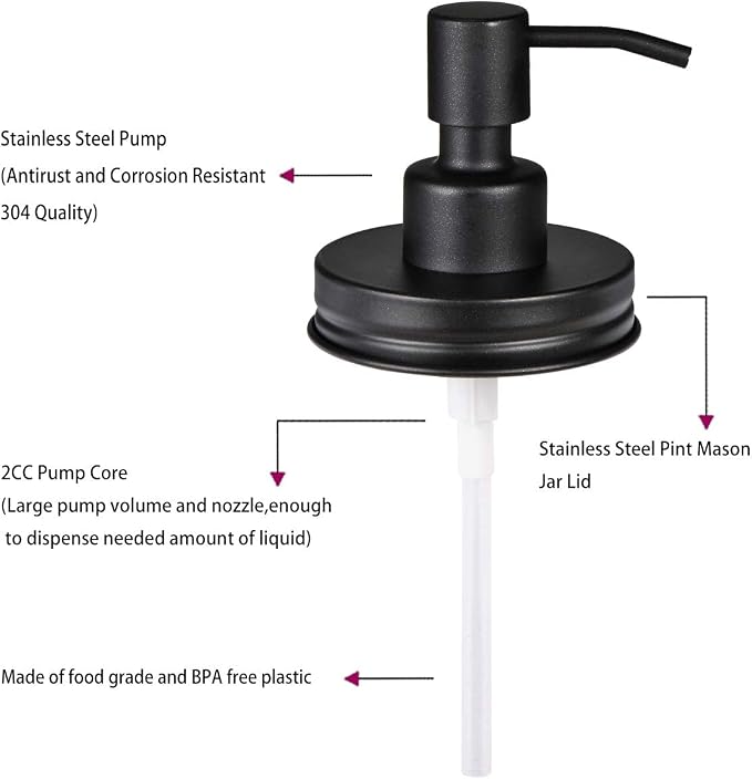 Amolliar Mason Jar Liquid Soap Dispenser Lid, Rust Proof Stainless Steel - Image 4