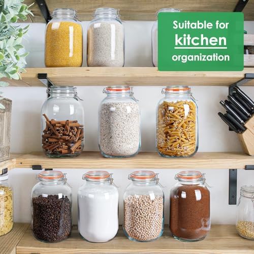1 Gallon Glass Mason Jar with Airtight Lids, 2 Pack Wide Mouth Storage