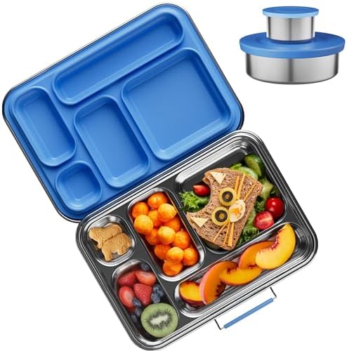 AOHEA Stainless Steel Bento Box Kids, Kids Metal Bento Lunch Box BPA