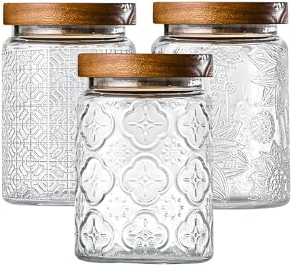 Glass Storage Containers With Lids, Glass Jars With Lids, 24oz, Set Of