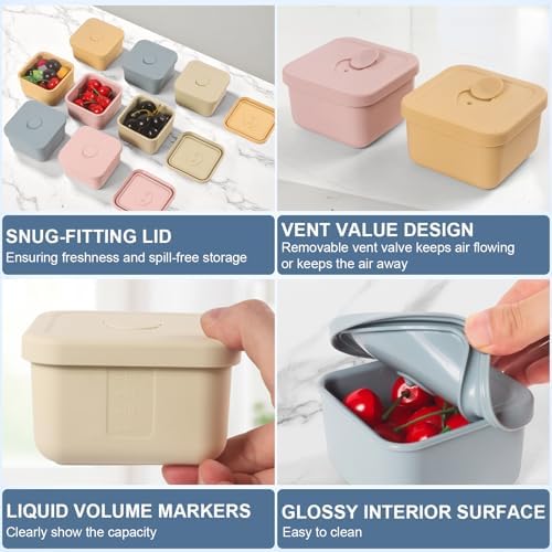 8 pcs 10 oz Silicone Snack Containers with Lids Silicone Food Storage