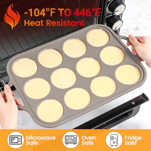 CAKETIME Silicone Muffin Pans for Baking, Metal Reinforced Frame