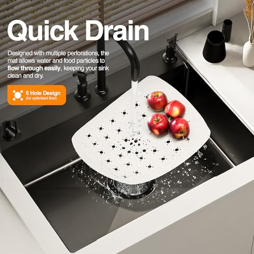 Home Basics Kitchen Sink Mat, White, 11" x 13"