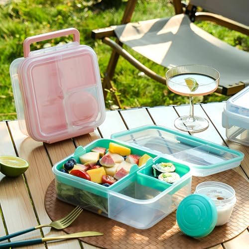 Finorder Light Green Portable Bento Lunch Box with Handle, 56 oz