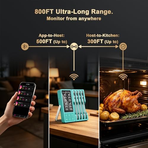 800FT Wireless Meat Thermometer Digital for Grill Smoker BBQ