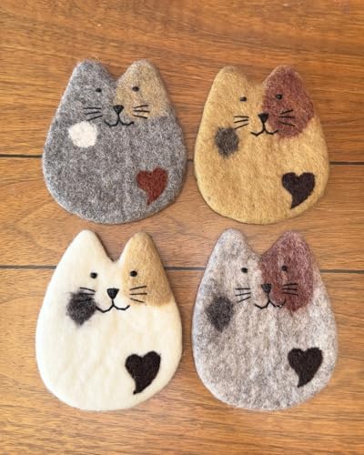 Humble Hilo Handmade Animal Felt Coaster Set of 4, Absorbent Coaster