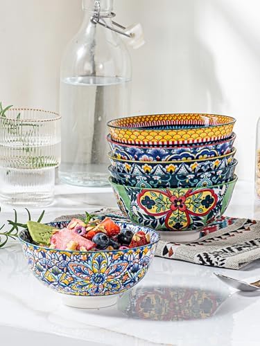 HENXFEN LEAD Boho Ceramic Dessert & Snack Bowls Set of 6, 10 oz