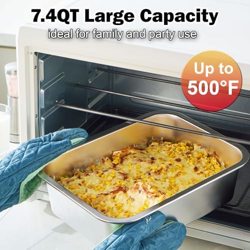 4 Inch Extra Deep Lasagna Baking Pan with Lid, 7.4Qt