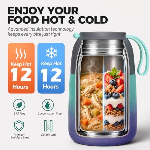 Insulated Thermo Soup Jar for Kids & Adults, 17 oz Stainless Steel