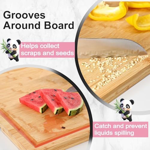 Bamboo Cutting Boards for Kitchen Set of 3 - Wood Cutting Boards with