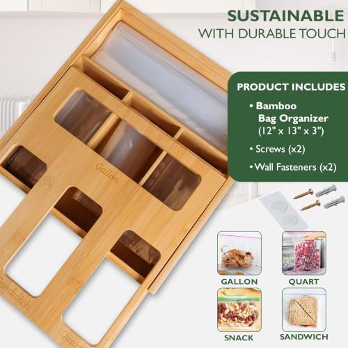 Plastic Bag Storage Organizer for Kitchen Drawer - Bamboo Baggy