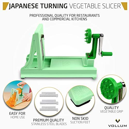 Vollum Vegetable Spiralizer with 4 Blades Straight and Serrated