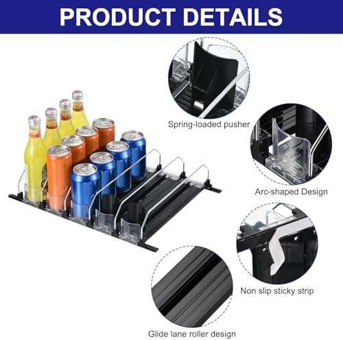 uxcell 6-Piece Soda Can Organizer for Refrigerator, Black