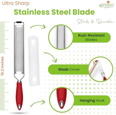 Spring Chef Stainless Steel Lemon Zester - Garlic & Ginger Grater