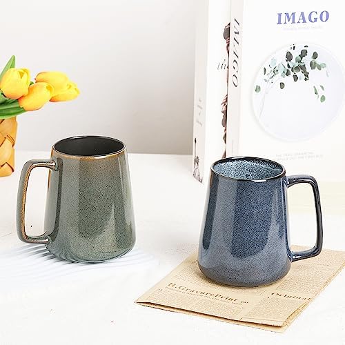 Large Ceramics Coffee Mugs,24 OZ,With Spoon And Wooden Lid,For