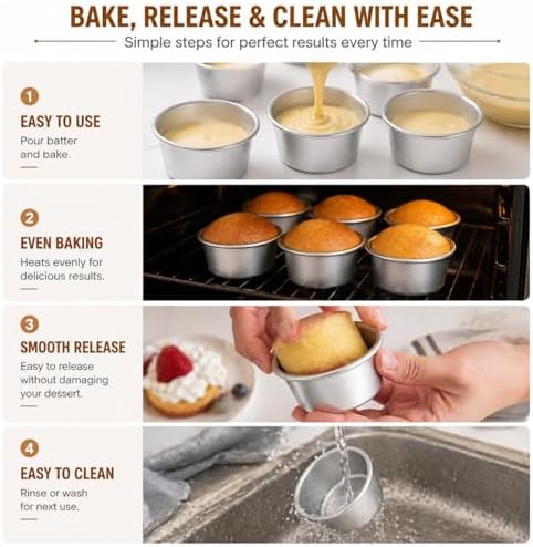 Nuenen 12 Pcs 4 Inch Cake Pans Aluminum Round Baking Cake Pans Set