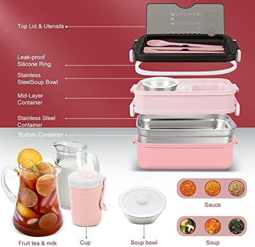 2-Tier Bento Lunch Box with Insulated Lunch Bag