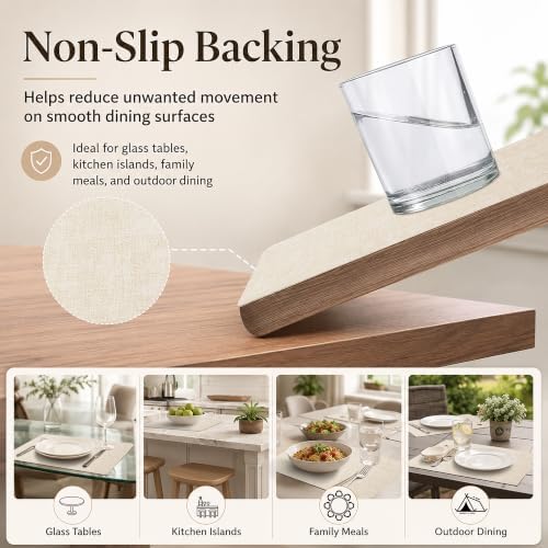 Maxpearl Faux Leather Placemats Set of 6, Easy to Clean, Beige