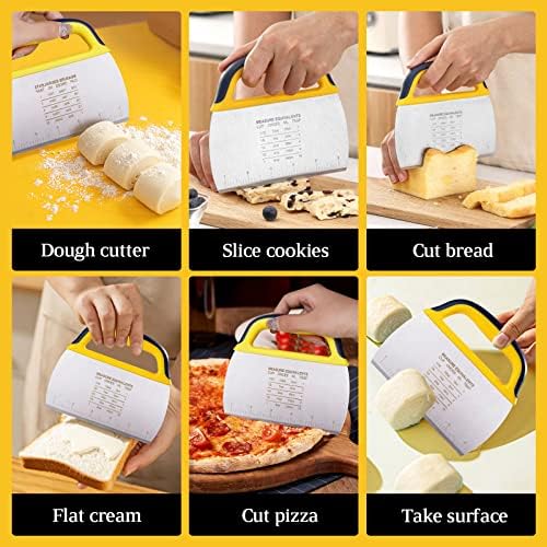 YGDZ Dough Scraper Chopper 2 Pcs, Stainless Steel Dough Cutter With