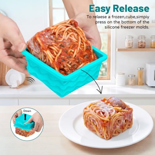 Silicone Freezer Molds, Silicone Freezer Trays with Lid, 6-Pack, Blue