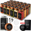 EDELHAUS 24x Glass Spice Jars with Acacia Wooden Lids