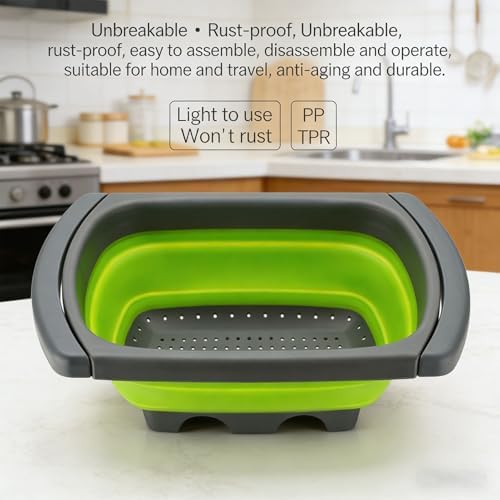 RiToEasysports Collapsible Colander, Plastic Silicone Over The Sink