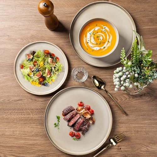 AmorArc Stoneware Dinnerware Sets for 4, 12 Piece Plates and Bowls