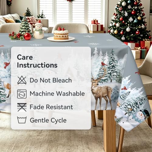 Christmas Cardinal Snowman Pine Rectangle Table Cloth 60x84inch