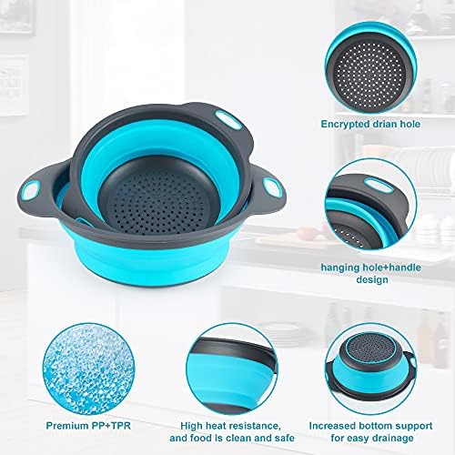 zoopod Collapsible Colander Basket 2 of Set,Vegetables Fruit Washing