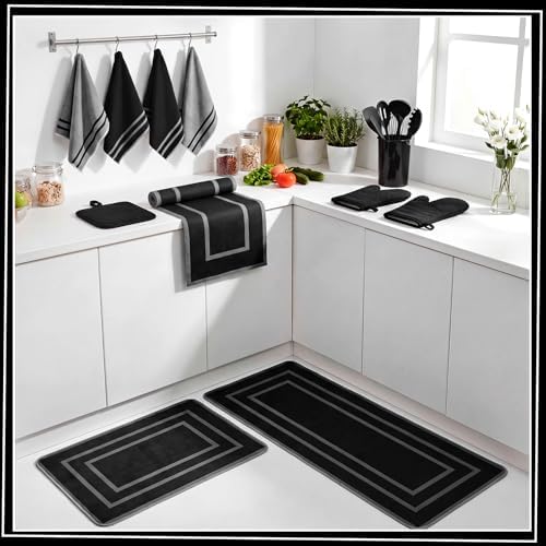 37 Pcs Black Kitchen Decor and Accessories Set Include