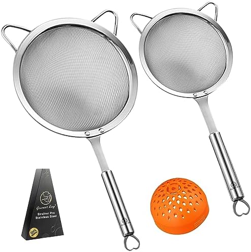 Gourmet Easy Fine Mesh Strainer Set, Stainless Steel Sieve, Two Sizes