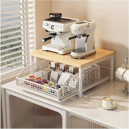 2-Tier Extendable Microwave Stand with Drawer, Black
