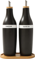 HOMCDALY Olive Oil and Vinegar Dispenser Set, Two 16oz Ceramic Oil Dispenser by HOME