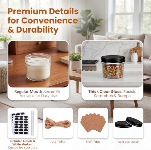 QAPPDA 4 oz Mini Mason Jars with Lids, 40 Pack